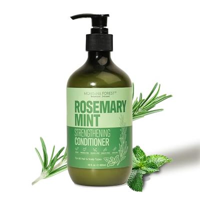 MONTANA FOREST Rosemary Mint Strengthening Conditioner 16 Fl Oz Suitable for all hair and scalp types, this botanical-infused formula strengthens hair from root to tip