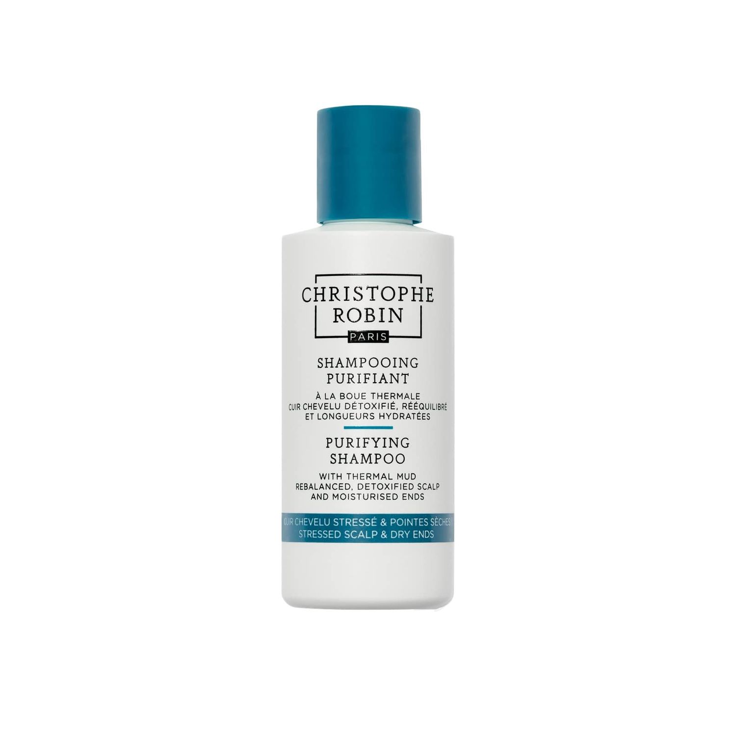 Christophe Robin Purifying Shampoo With Thermal Mud for Soft Lengths and Oily Scalp - Detoxifying 75ml, Travel Size