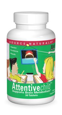 Source Naturals Attentive Child - Healthy Cognitive Nutrients for Active Children - Improved Focus Attention with DMAE, Magnesium, Zinc Grape Seed Extract - 30 Tablets