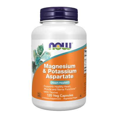NOW Foods Supplements, Magnesium Potassium Aspartate with Taurine, Heart Health, 120 Veg Capsules