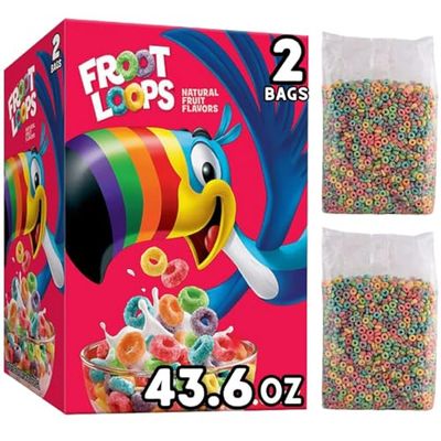 Kelloggs Froot Loops Breakfast Cereal Family Size 43.6 oz., 2 pk - Food Groceries Breakfast Cereal