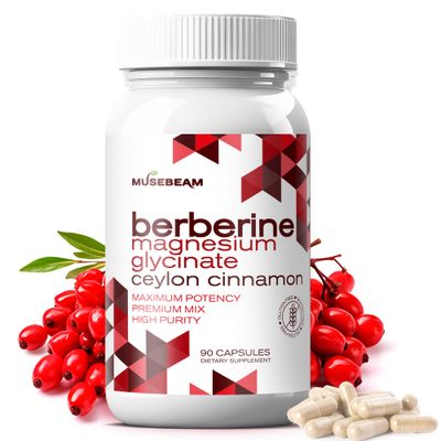 Berberine HCL Magnesium Glycinate Supplement - 1800mg High Purity Capsules with Ceylon Cinnamon - Vegan Friendly Non-GMO Gluten-Free Sugar Free Pill for Men Women
