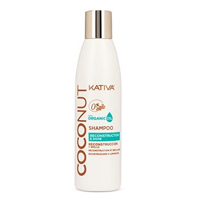 Kativa Shampoo, Coconut, 250 ML, Rebuilds and Repairs Extremely Damaged, Sensitized, Dehydrated and Dull Hair Salt, Sulfate, Gluten Paraben Free