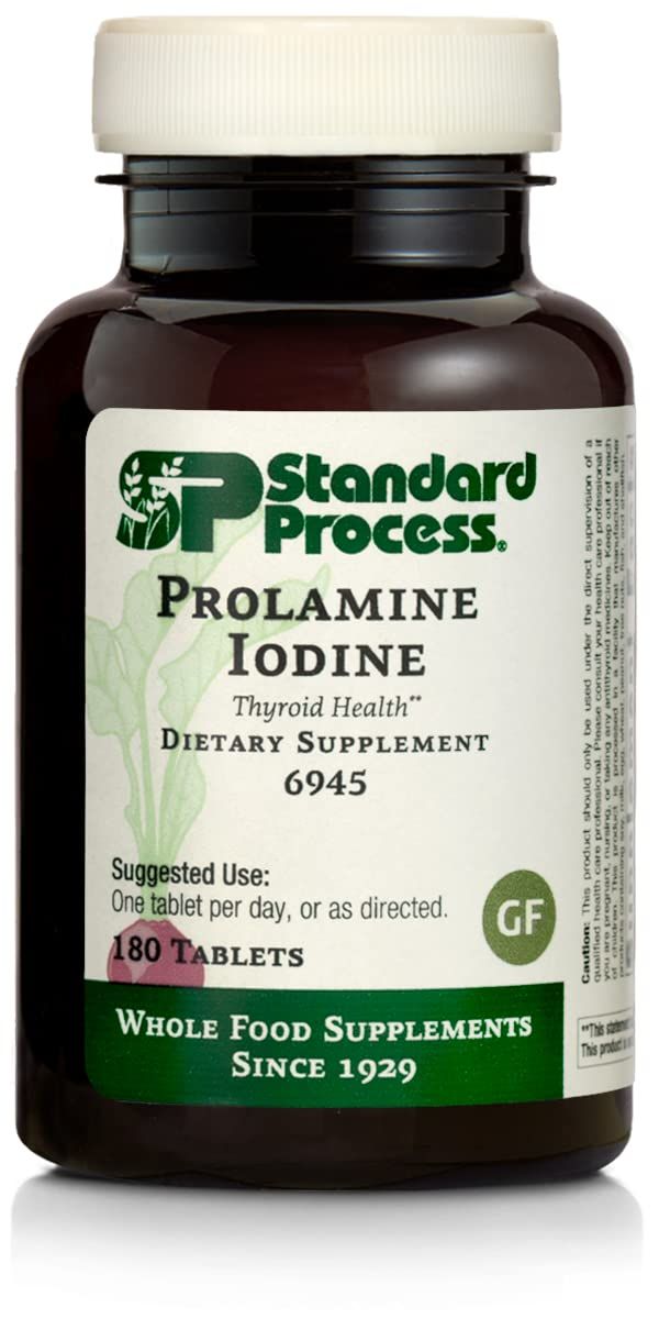 Standard Process Inc. Prolamine Iodine - Thyroid Support with Calcium Lactate, Iodine, Calcium Magnesium Citrate - 180 Tablets