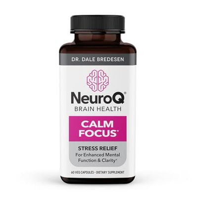 NeuroQ Calm Focus Capsules - Stress Relief Supplement - Supports Mental Function Relaxation - Sensoril Ashwagandha, Magnesium, GABA, L-Theanine, Andean Cocoa Kava Kava - 60 Capsules