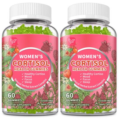 Cortisol Gummies for Women,Cortisol Manager with Ashwagandha,Magnesium,L-theanine,Phosphatidylserine,Rhodiola Rosea,Black Pepper for Mood Support,Adrenal Balance,Sleep,Vegan,Apple Flavor,120 Count