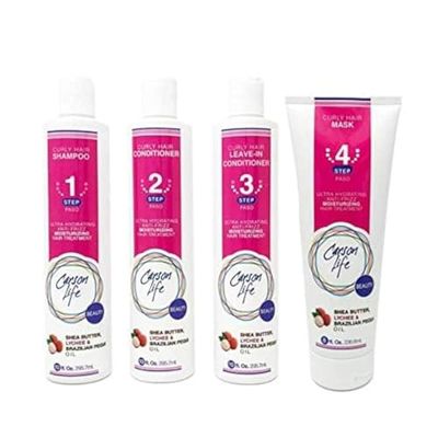 CARSON LIFE 4 Stage Hair Care System Kit For Curly Hair (Shampoo, Conditioner, Leave In Conditioner Curly Hair Mask) - Paraben and Sulfate Free