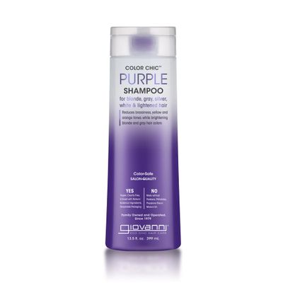 Giovanni Color Chic Purple Shampoo for Blonde, Gray, Silver, White, Bleached Hair - Reduces Brass, Yellow, Orange Tones, Adds Shine, Vegan, Cruelty Free, Lauryl Laureth Sulfate Free - 13.5 fl oz