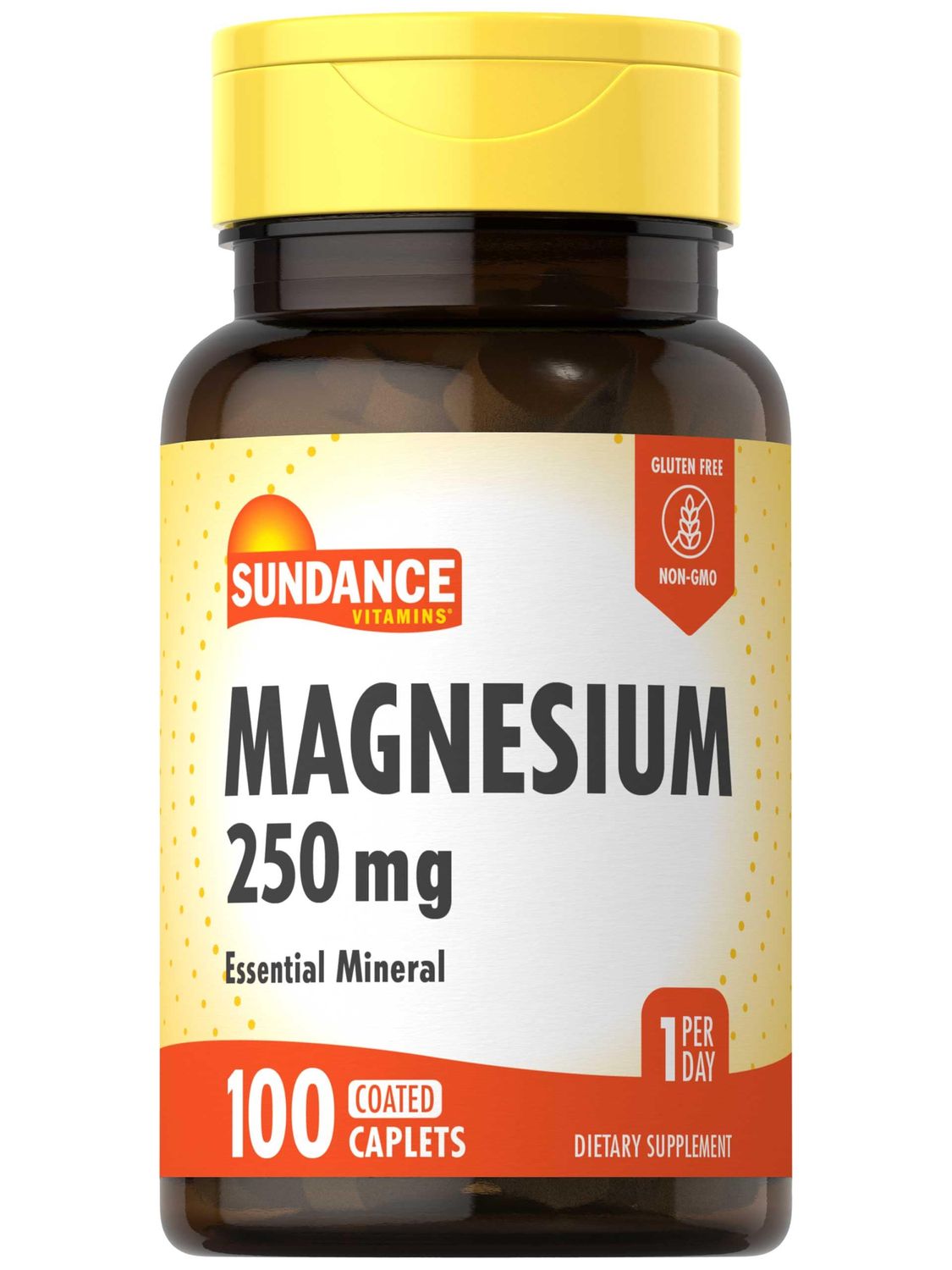 Sundance Magnesium Supplement 250mg 100 Caplets Essential Mineral Formula Vegetarian, Non-GMO, Gluten Free