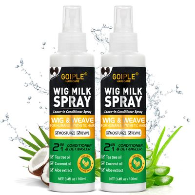 Wig Milk Spray Wig Spray for Synthetic Hair, Leave-In Conditioner Spray for Hair Wigs, Conditioner Detangler 2 in 1 Moisturize Spray, Hydrates Replenishes Synthetic Wigs Easy Combing (3.4 fl oz)