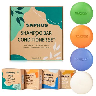 Shampoo Bars and Conditioner Bar for Hair Gift Set 4 Pack, Soap Free Solid Shampoo and Conditioner with Natural Ingredients Zero Waste, Sulfate Free for Women, Men, Kids