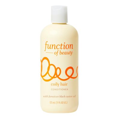 Function of Beauty Coily Hair Conditioner, 11 oz - Flaxseed Oil Nourishes Hydrates Coils Curls, Jamaican Black Castor Oil Moisturizes Revives, Sulfate-Free, Customizable Haircare