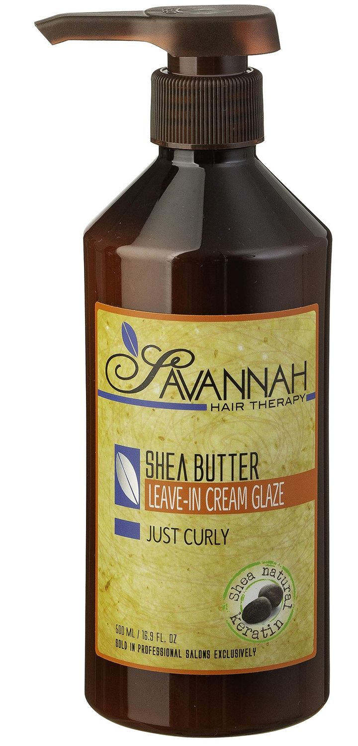 Savannah Hair Therapy Leave In Cream-Glaze - Leave in Conditioner for Curly HairDry Damaged Hair with Shea Butter, 16.9 oz, Cotton and Silk Protein, Vitamin B6 - Sulfate Free Curl Defining Cream