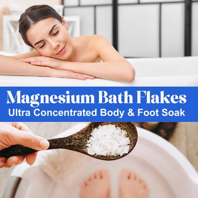 Magnesium Flakes for Bath Ultra Pure Magnesium Chloride Flakes Highly Concentrated Use for Magnesium Bath Body Soak or Foot Soak - Hydration Skin 350g