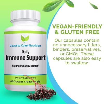 Daily Immune Support Supplement - Sambucus Elderberry with Zinc and Vitamin C Immunity Support Supplement - Natural Immune System Defense. 60 Capsules 1,119 mg