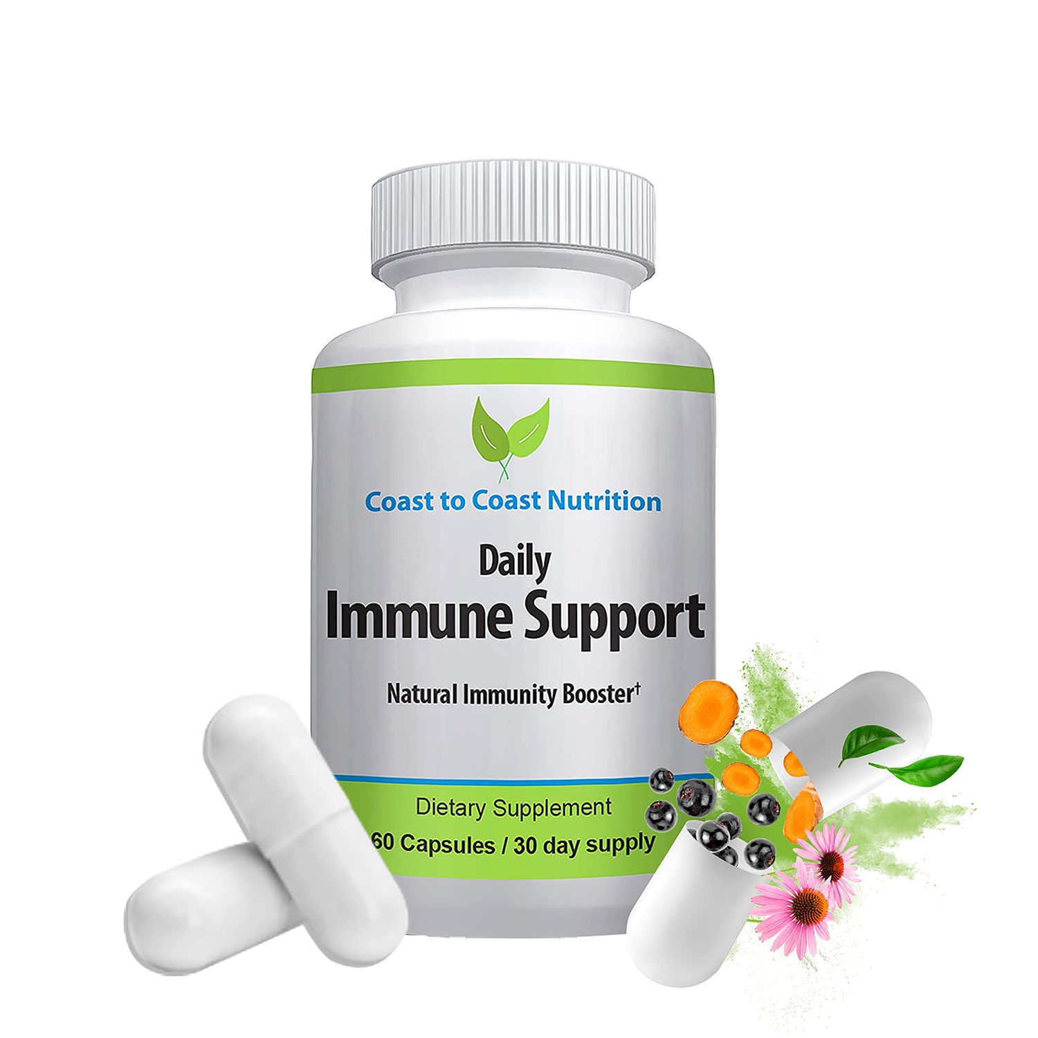 Daily Immune Support Supplement - Sambucus Elderberry with Zinc and Vitamin C Immunity Support Supplement - Natural Immune System Defense. 60 Capsules 1,119 mg