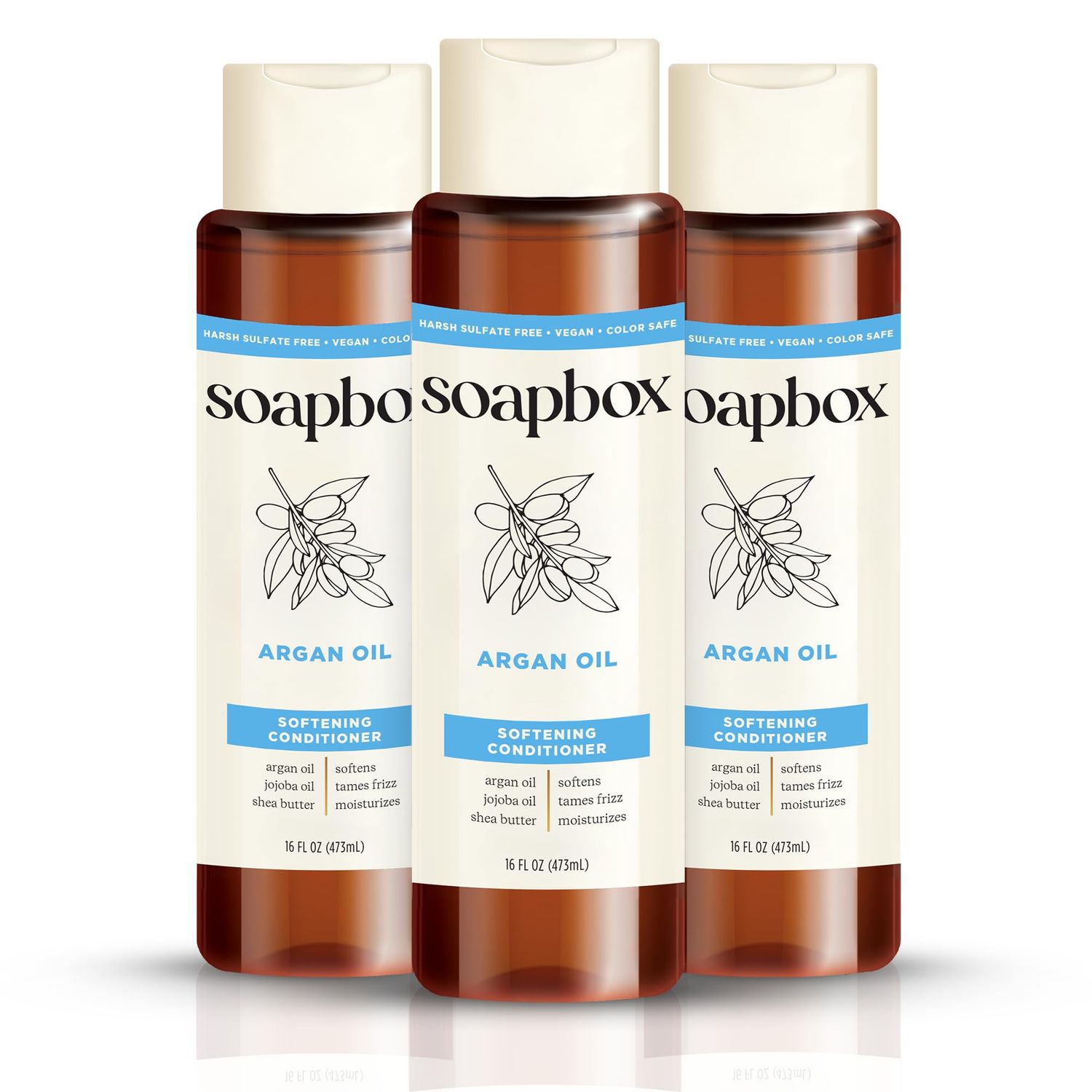 Soapbox Argan Oil with Shea Butter Conditioner, Volumizing, Vegan, Color Safe, Sulfate Silicone Free Hair Conditioner, 16oz, Pack of 3