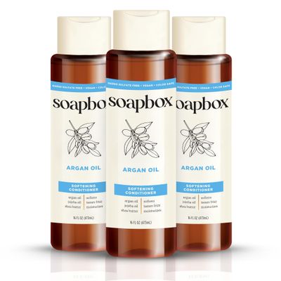 Soapbox Argan Oil with Shea Butter Conditioner, Volumizing, Vegan, Color Safe, Sulfate Silicone Free Hair Conditioner, 16oz, Pack of 3