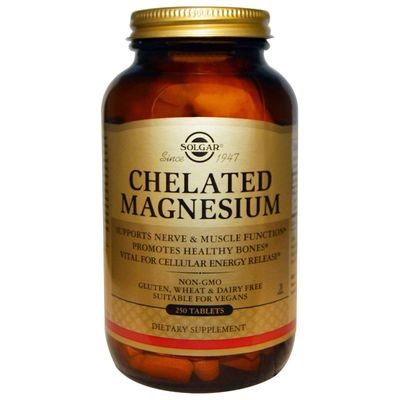 Solgar Chelated Magnesium - 250 Tablets - Supports Nerve Muscle Function - Non-GMO, Vegan, Gluten Free, Dairy Free, Kosher - Approx. 62 Servings