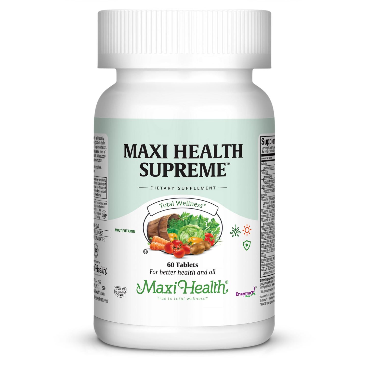 Maxi Health Supreme High Potency Multivitamin Mineral for Wellness, Immune Boost Antioxidant Defense, Includes Vitamin A, Vitamin C, Vit D and E, Vitamin B12, B6, Biotin, Selenium, Zinc, Inositol