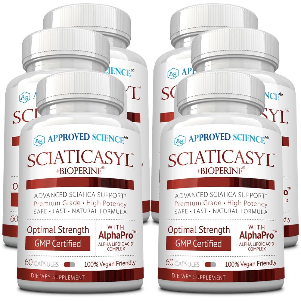 Approved Science Sciaticasyl - Optimal Sciatic Nerve Support - B Vitamins, Magnesium, Alpha-Lipoic Acid, BioPerine - Vegan - 360 Capsules