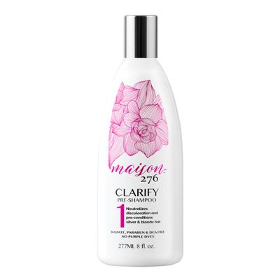 Maison 276 CLARIFY Pre-Shampoo for Silver, Gray Blonde Hair, Tone-Correcting Pre-Shampoo, NOT a Purple Shampoo, Neutralizes Brassiness, Hair Pre-Conditioner, Sulfate-Free, 1, 8oz Bottle