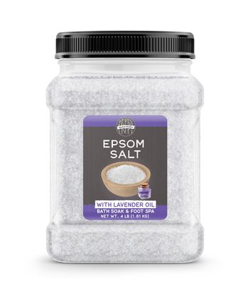 Birch Meadow Epsom Salt with Lavender Oil, 4 lb, Magnesium Sulfate, Bath Soak, Rejuvenating Scent