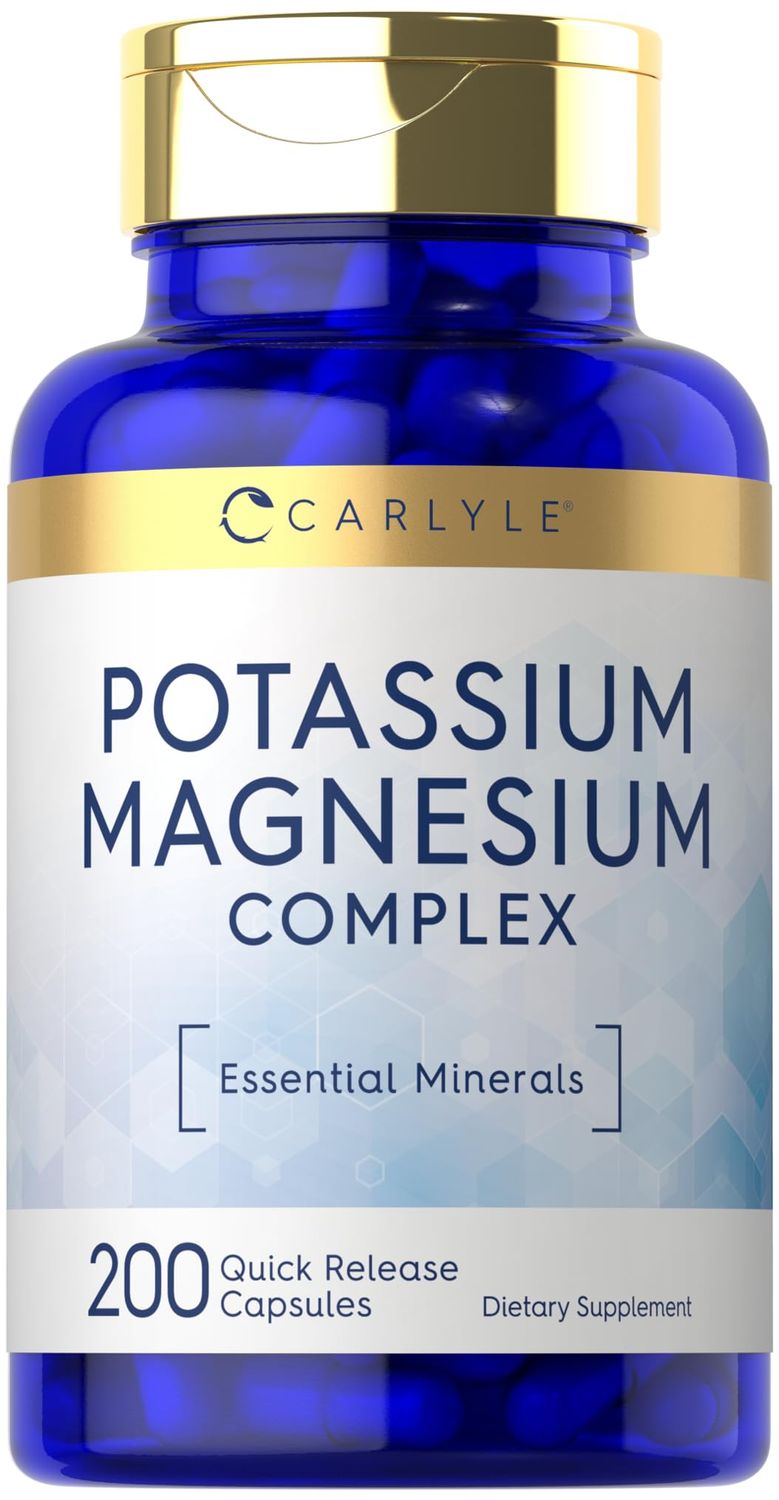 Carlyle Potassium Magnesium Supplement 200 Count Non-GMO Gluten Free Complex