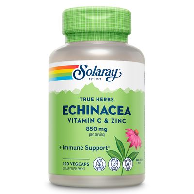 SOLARAY Echinacea Vitamin C Zinc 850mg Plus Bioflavonoids, Echinacea Capsules for Healthy Immune Support, Vegan, Lab Verified, 60-Day Money-Back Guarantee, 50 Servings, 100 VegCaps