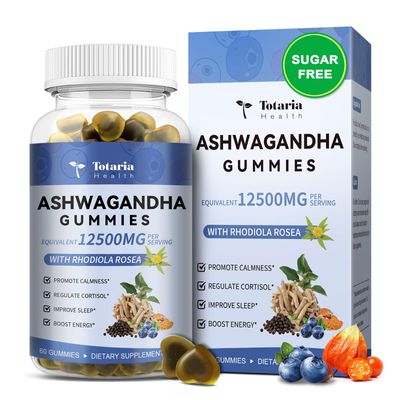 Totaria Sugar Free Ashwagandha Gummies wVitamin D3, Magnesium Glycinate, Rhodiola, Ultra Strength Ashwagandha Supplements for Women Wen, Max Absorption for Relaxation, Energy, Cortisol