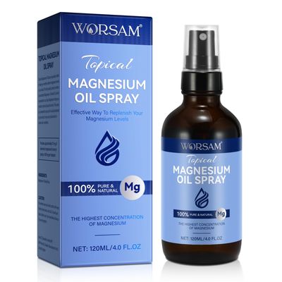 Magnesium Oil for Feet (4 fl oz), Magnesium Spray, 100 Pure Organic Natural Magnesium Chloride Oil Glass Bottle, Topical Magnesium Spray Oil for Feet, Easy to Use 120ml