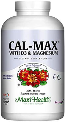 Maxi Health Calcium Magnesium Supplement with Vitamin D3 and Boron - Kosher Bone Health Nighttime Formula, Calcium Citrate CalMag Vitamin D (360 Tablets)
