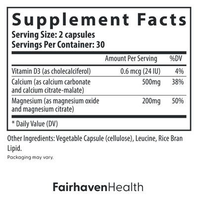 Fairhaven Health Peapod Cal-Mag Calcium and Magnesium Supplement with Vitamin D3 for Pregnancy, Baby and Female Health Gluten Dairy Free CalMag Supplement 1 Month Supply