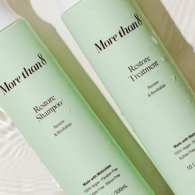 Morethan8 Restore Conditioner - Anti Hair Loss and Hair Growth - Strengthen and Repair with Hydrolyzed Protein, Matsutake Mushroom - 100 Vegan, Paraben-Free, Sulfate-Free, Silicone-Free - 10.1 Oz