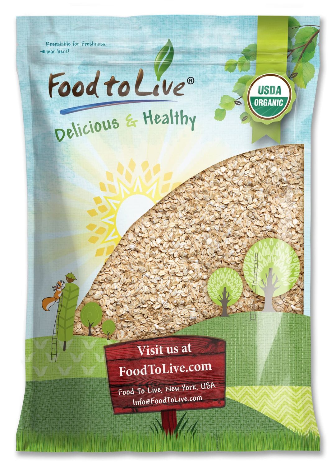 Food to Live Gluten Free Organic Regular Rolled Oats, 6 Pounds - Non-GMO, Old-Fashioned, 100 Whole Grain, Vegan, Bulk. Rich in Fiber. Great for Oatmeal, Cereal, Granola, Cookies. Made in USA