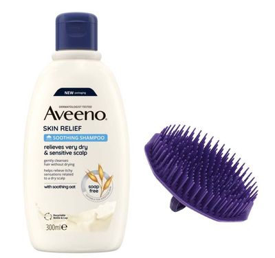 VibePack Skin Relief Soothing Shampoo 300ml scalp brush