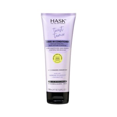 HASK Twist Tamer Leave-In Conditioner with FiberBond Technology Coconut Oil for Wavy, Curly, Coily Kinky Hair, Strengthens, Reduces Frizz, Boosts Hydration, Vegan, Sulfate-Free - 6.7 fl oz