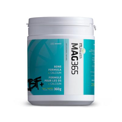 Mag365 ITL Health BF Plus Calcium Zinc Magnesium Powder with D3, K2, C, B6, Boron, Zinc and Potassium for Optimal Bone Health, and Immune Support (Unflavored, 360g)