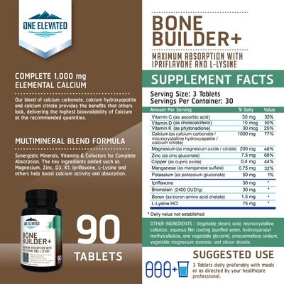 Comprehensive Bone Builder Calcium Supplement. Formulated with Highest Grade Calcium -CarbonateHydroxyapatiteCitrate, Magnesium, Zinc, D3. Works in Sync for Optimum Bone Health and Bone Strength.