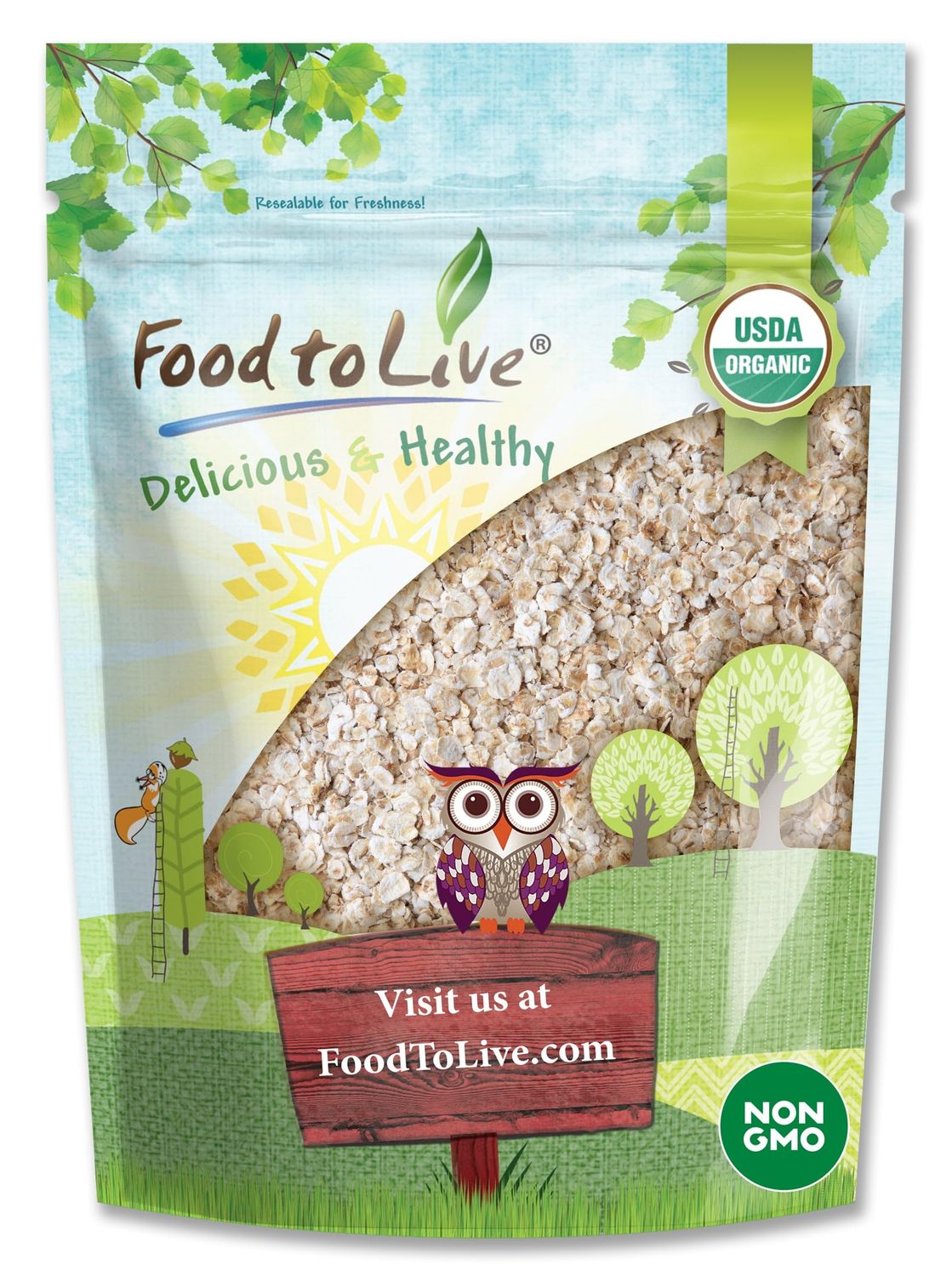 Food to Live Organic Instant Rolled Oats, 8 Ounces - Ready in 1 Minute Non-GMO Whole Grain Oatmeal. Good Source of Fiber and Protein. Great Quick Cook and Overnight Oats for Nutritious Breakfast