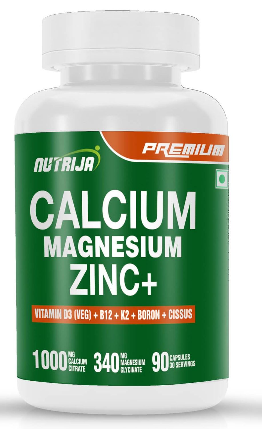 NutriJa Calcium Magnesium Zinc with Vitamin D3, Boron, K2 B12 (60 Capsules)