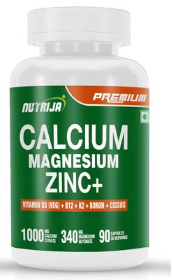NutriJa Calcium Magnesium Zinc with Vitamin D3, Boron, K2 B12 (60 Capsules)