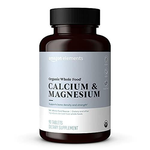 Amazon Elements - Organic Whole Food Calcium Magnesium, Vegan, Gluten Free, 90 tablets