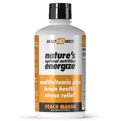 HEALTH DIRECT - Nature&#39;s Optimal Nutrition Energize Liquid Multivitamin Superfood - 140 Nutrients - Mental Clarity Energy - Immune Cardiovascular Support - 30 Servings - Peach Mango