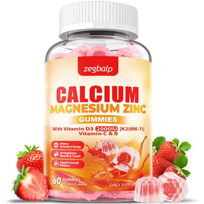 ZEGBALP Calcium Magnesium Supplement Gummies for Adult - Calcium Citrate 1000mg Magnesium Glycinate with Zinc Vitamin D3 K2 Sugar Free - Support for Muscles, Immune, Mood Energy