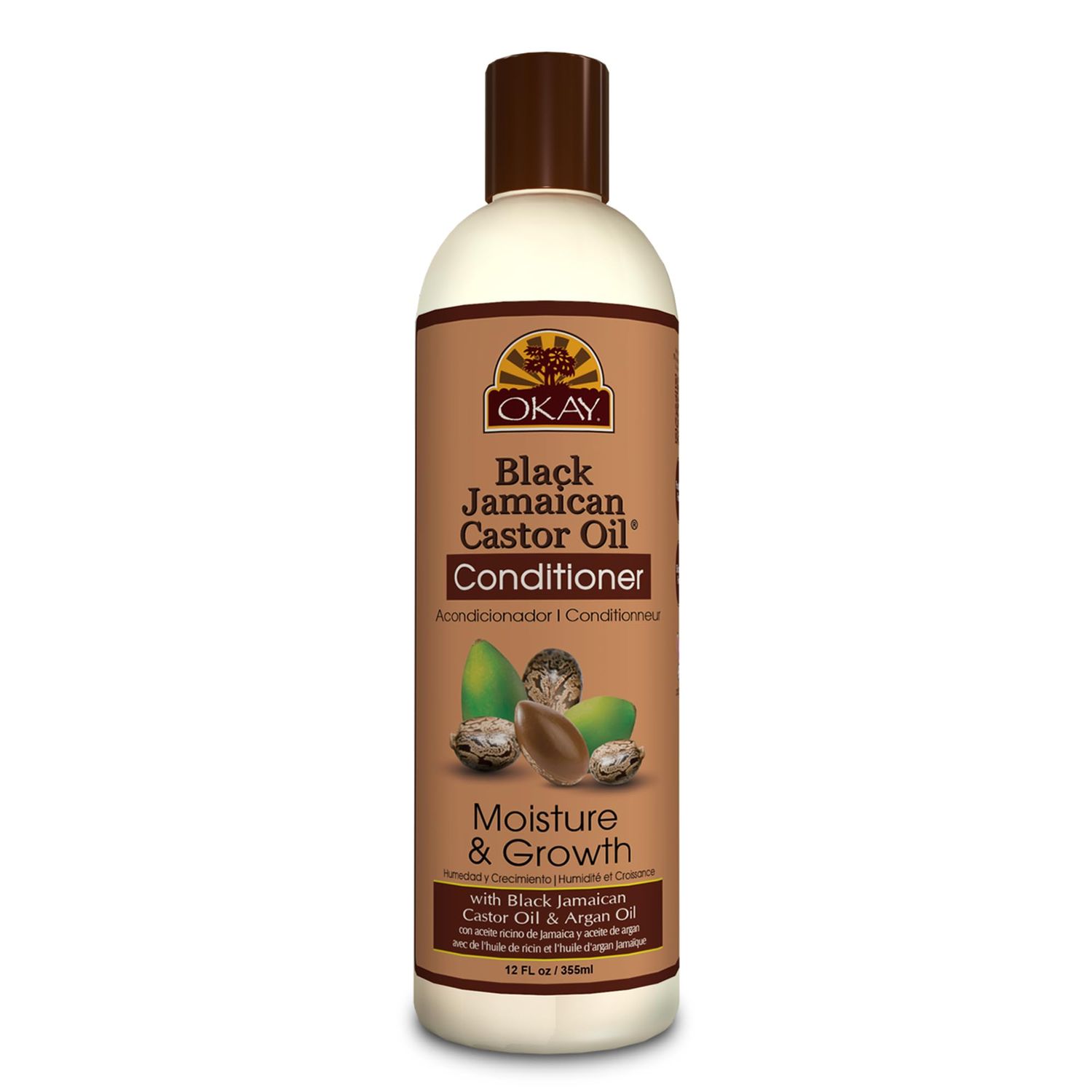 OKAY Black Jamaican Castor Oil Conditioner For All Hair Types Textures Revive - Moisturize - Grow Healthy Hair with Argan Oil Shea Butter Free Of Parabens, Silicones, Sulfates , PALE YELLOW , 12 Oz