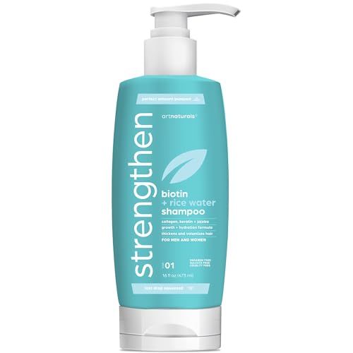 Artnaturals Rice Water Biotin Shampoo - (16 Fl Oz 473ml) - Sulfate Free - Dual Bottle -Made with Banana, Quinoa, and Coconut to Promote Strength, Shine, and Growth