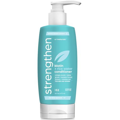 artnaturals RiceWater Biotin Conditioner - (16 Fl Oz 473ml) - Sulfate Free - Dual Bottle - Made with Banana, Quinoa, and Coconut to Promote Strength, Shine, and Growth