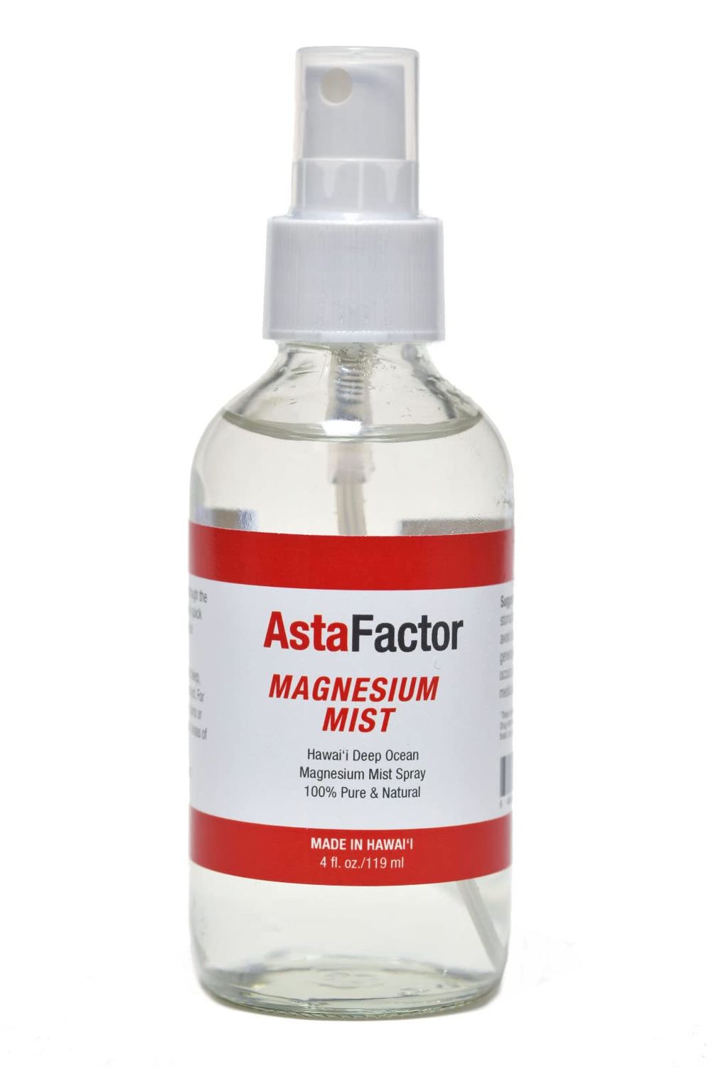 AstaFactor Hawaii Deep Ocean Magnesium Mist Spray 100 Pure Natural 4oz. Bottle - Pure Magnesium Chloride - Made in Hawaii