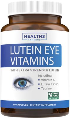 Lutein Eye Vitamins (Non-GMO) Vision Support Supplement for Tired and Dry Eyes - Maintain Vision Health with Zinc Powerful Bilberry, Milk Thistle, Grape Seed, and Turmeric Extracts - 60 Capsules